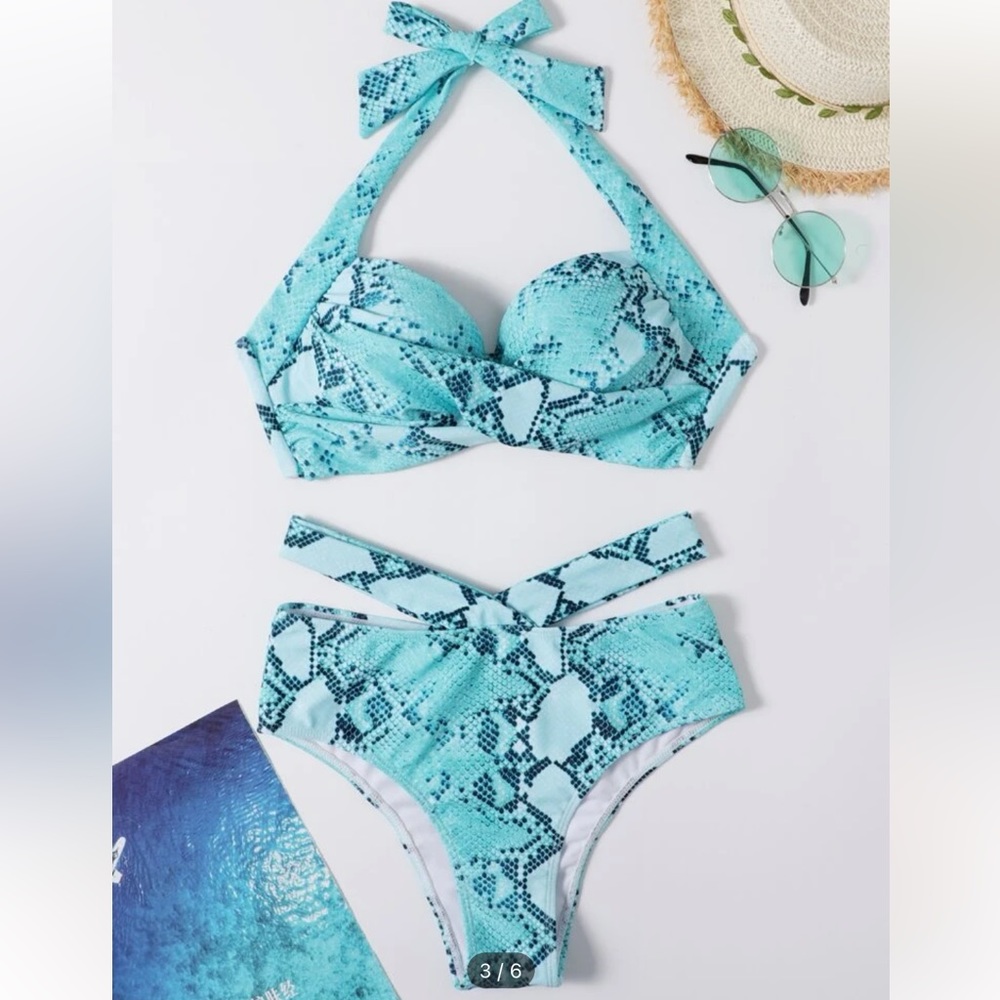 SHEIN Snakeskin print push up bikini